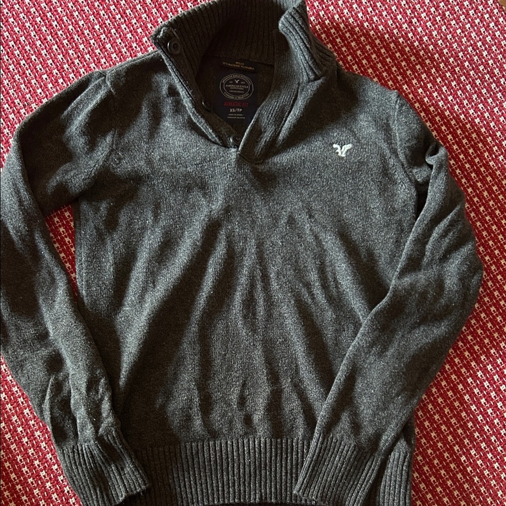 American Eagle Outfitters Dark Gray Zip-Up Sweater